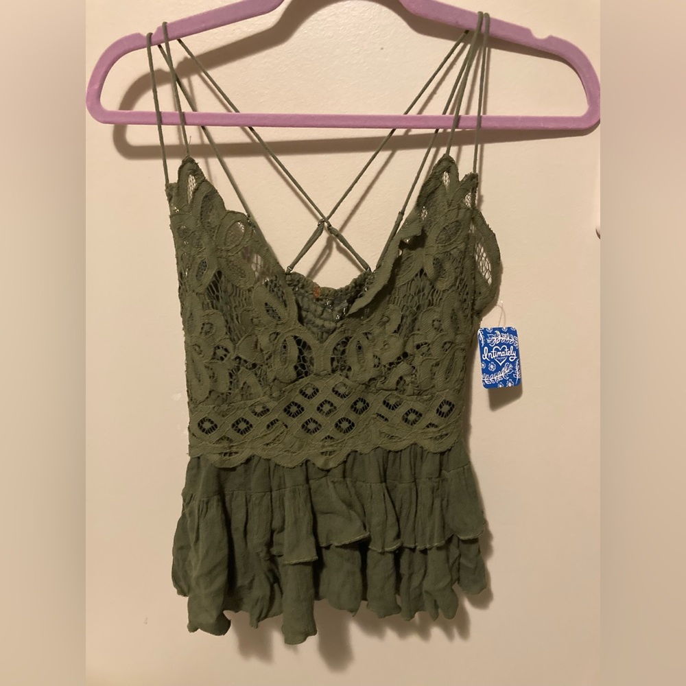 NWT! Free People Olive Sparrow top